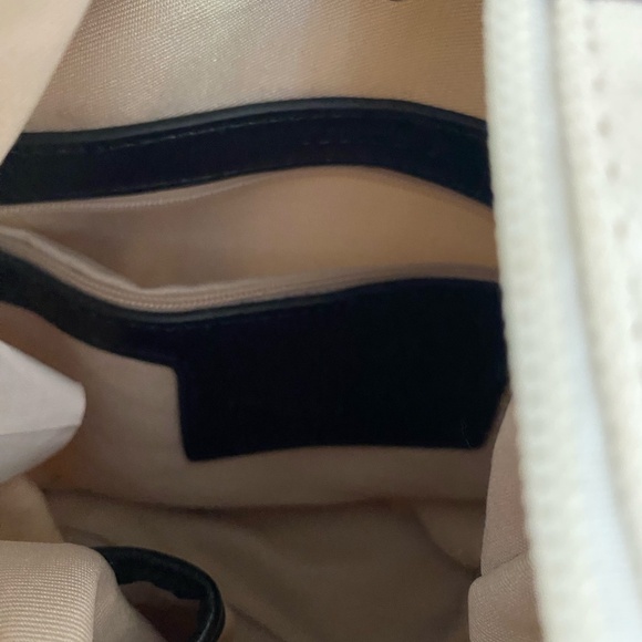 Celine Dion cream and black striped canvas purse with wooden handles - Picture 7 of 7